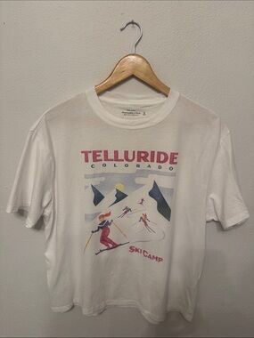Abercrombie & Fitch White Crew Neck Tee with Logo Print
